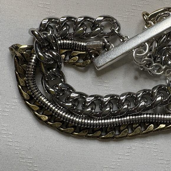 Jenny Bird Five Chain Silver Gold Bracelet Iconic Boho Chunky Lagenlook Vibes - Picture 10 of 14